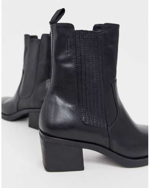 på Alvorlig markedsføring Vagabond Shoemakers Simone Leather Western Mid Heeled Ankle Boots With  Square Toe in Black | Lyst