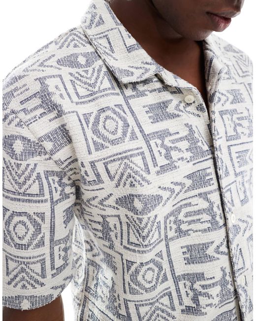 Threadbare – texturiertes, kurzärmliges hemd in White für Herren
