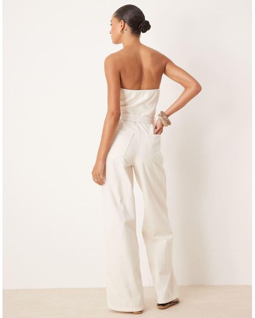 Tuta Jumpsuit A Fascia Bianca di Mango in Natural