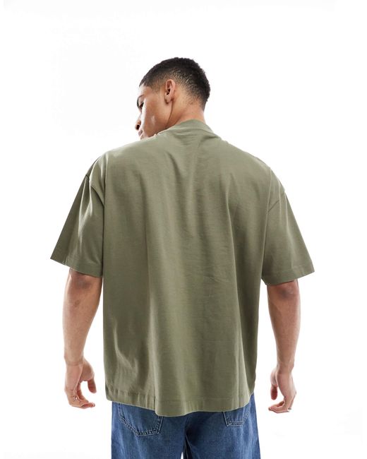 ASOS Green Essentials Oversized High Neck T-Shirt for men