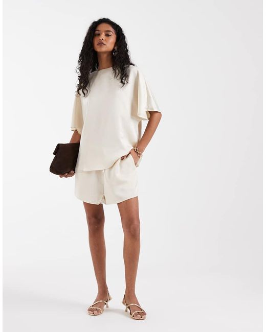Pretty Lavish White Satin Drawstring Shorts