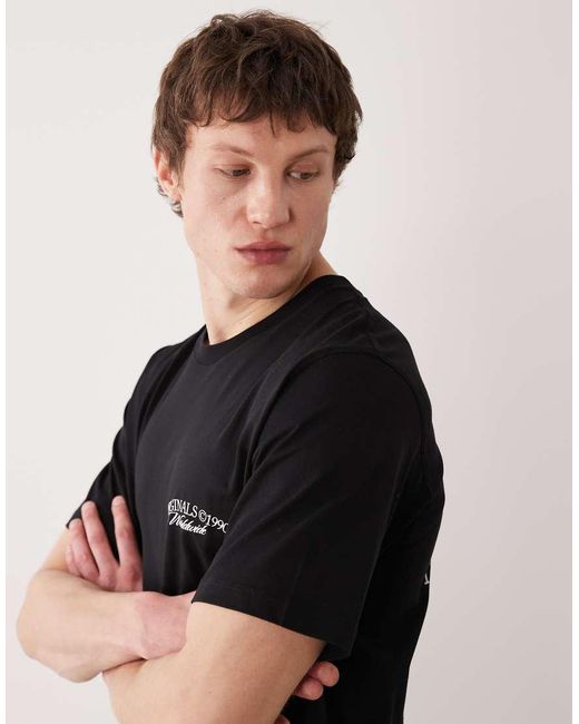 Jack & Jones Black Oversized T-shirt With Flower Backprint for men