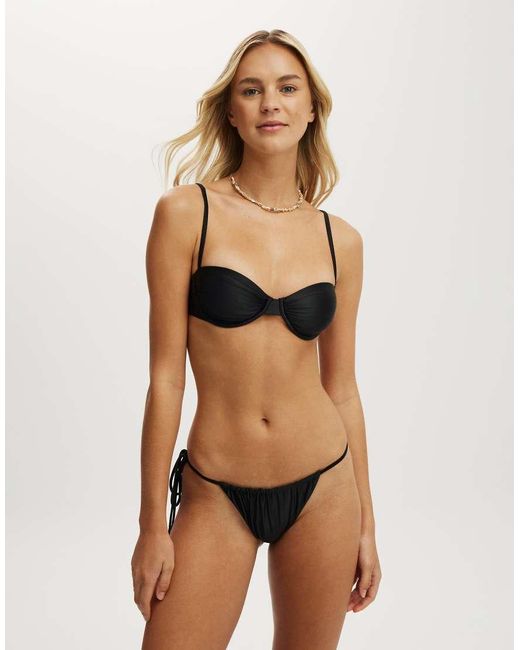 Cotton On Natural Gathered Thin Strap Balconette Bikini Top