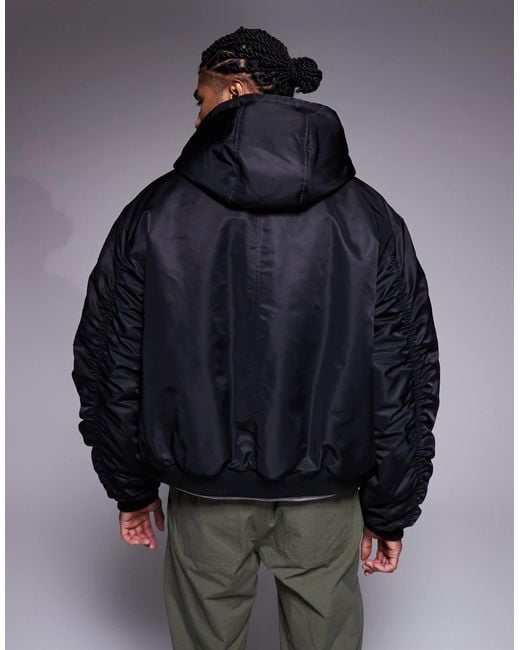 ASOS Black Oversized Bomber Jacket for men