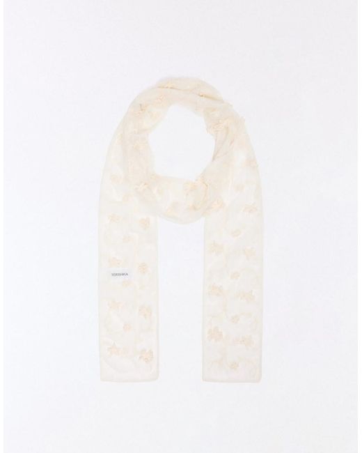 Bershka Natural Embroidered Neck Scarf