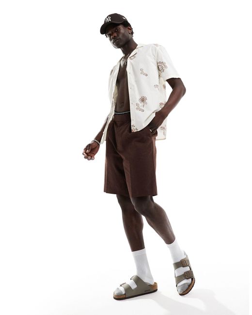 Chemise coupe carrée à manches courtes et col cranté en popeline - imprimé Hollister pour homme en coloris White