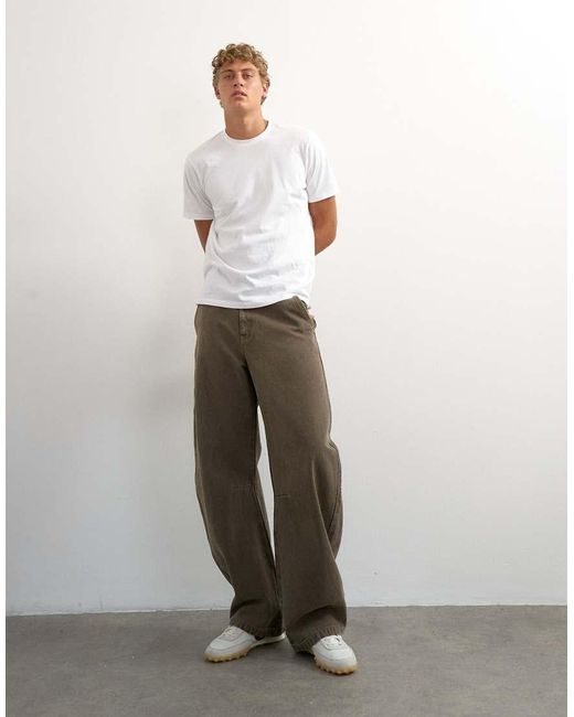 Topman White Horseshoe Barrel Fit Canvas Trouser for men