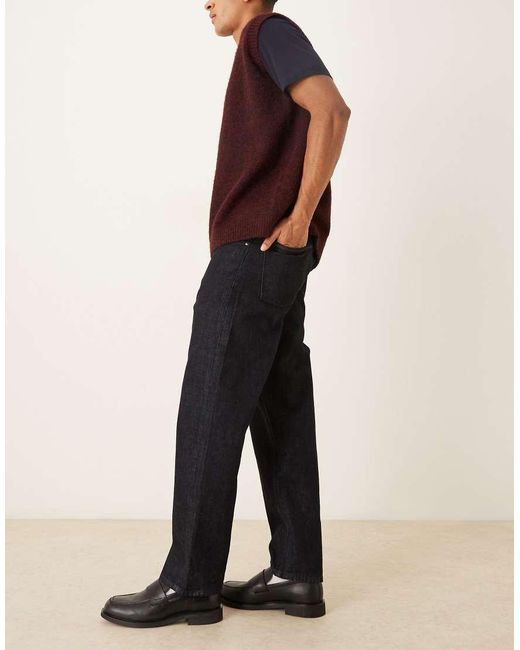 ASOS Blue Premium Selvedge Straight Jeans for men
