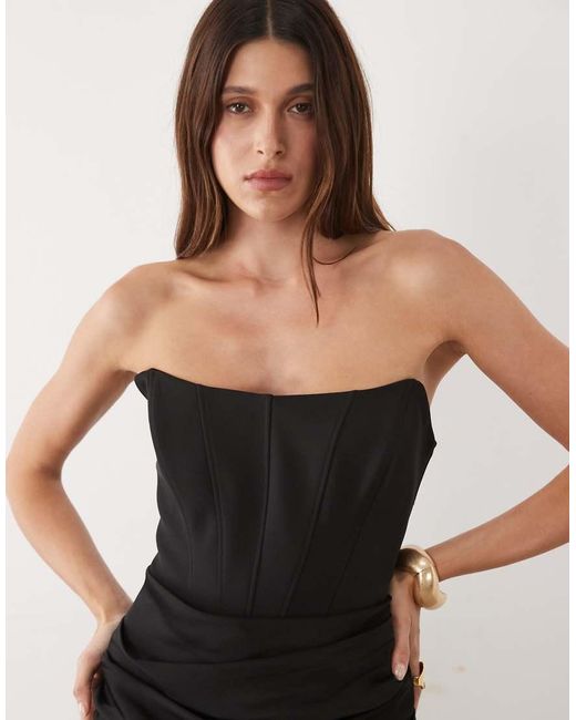 Forever New White Satin Corset Draped Detail Maxi Dress