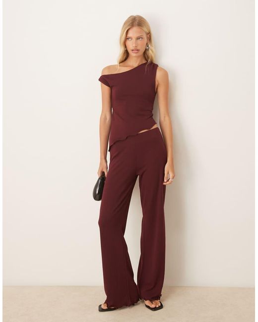 ASOS Red Co-ord Knit-look Off Shoulder Asymmetric Top