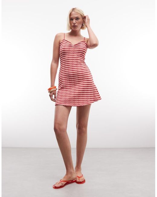 Reclaimed Vintage Striped Textured Mini Dress