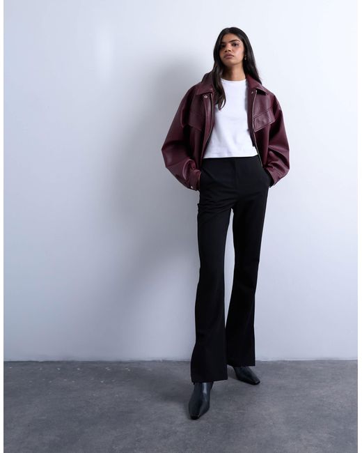 TOPSHOP White High Rise Split Flare Pants