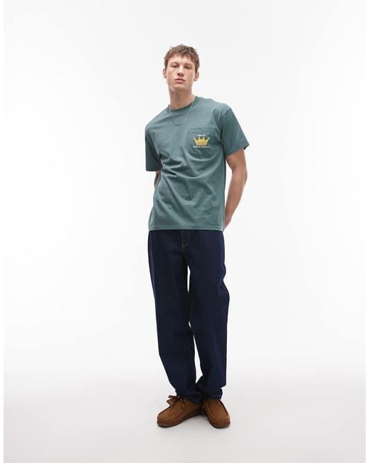 Carhartt T-Shirt Met Print En Zakje in het Blue voor heren