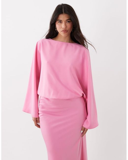 Gina Tricot Pink Draped Back Maxi Dress
