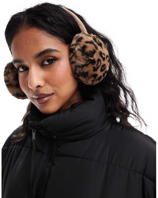 Pieces Black Faux Fur Ear Muffs