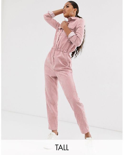 Missguided Pink Cord Utility Jumpsuit