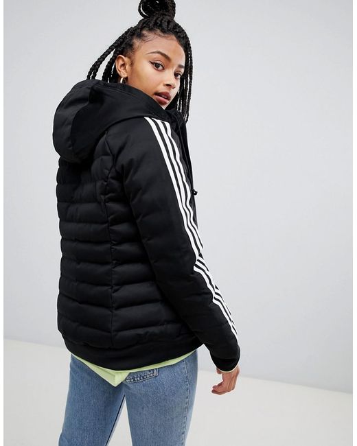 adidas Originals Synthetic Three Stripe Padded Jacket In Black | Lyst UK