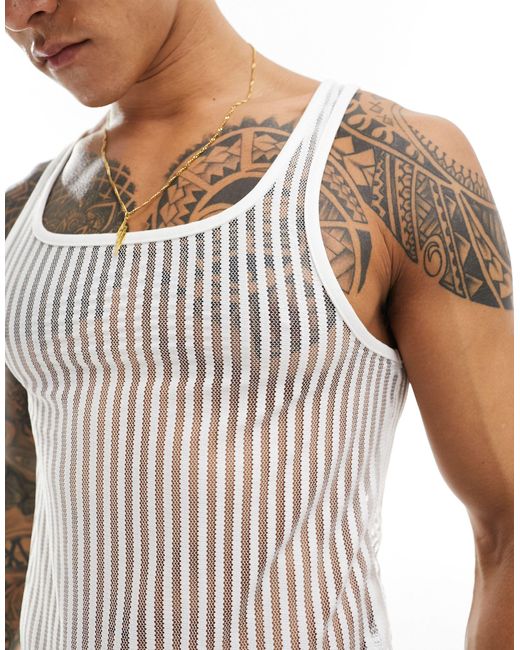 ASOS White Muscle Fit Square Neck Vest for men