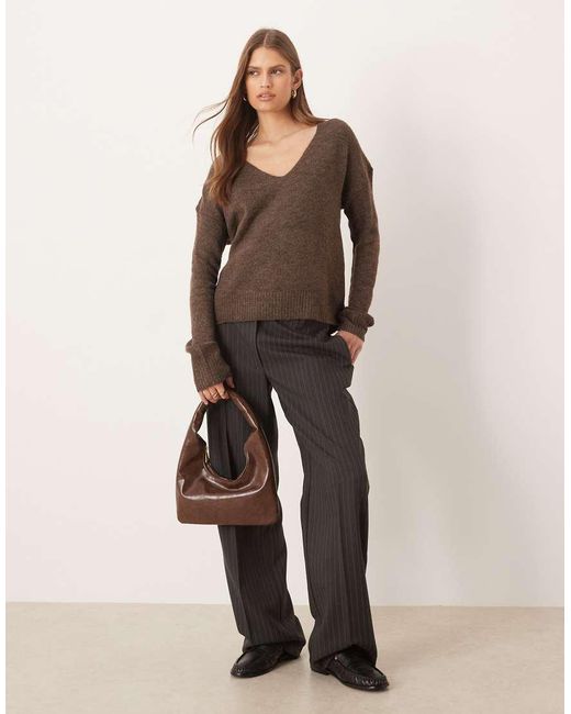 Jdy Blue Knitted V Neck Jumper