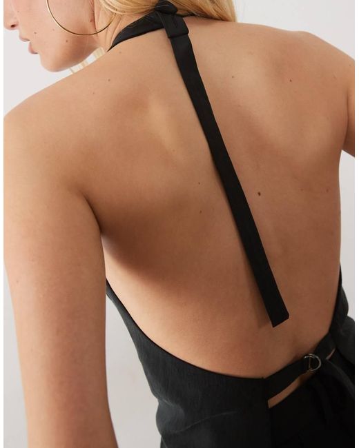 Mango Black Marga Backless Halterneck Waistcoat Co-ord