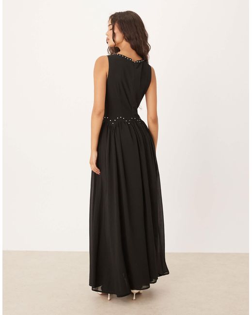 Never Fully Dressed Black Studded Maxi Dress