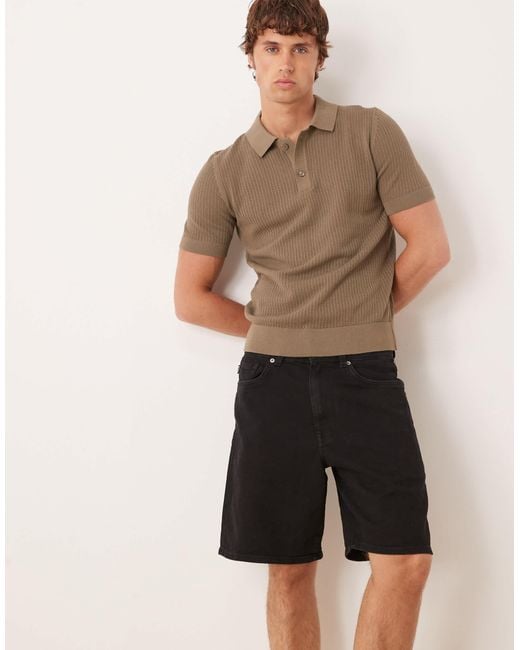 SELECTED Black Alex Regular Fit Denim Shorts for men