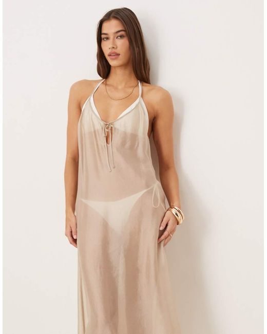 Calvin Klein Natural Sheer Midi Dress