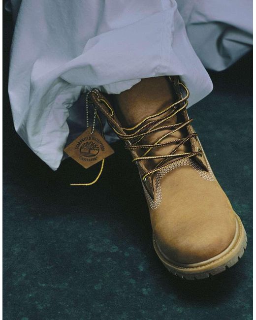 Botas De 6" De Cuero Nobuk Premium De -Beis Neutro Timberland de color Blue