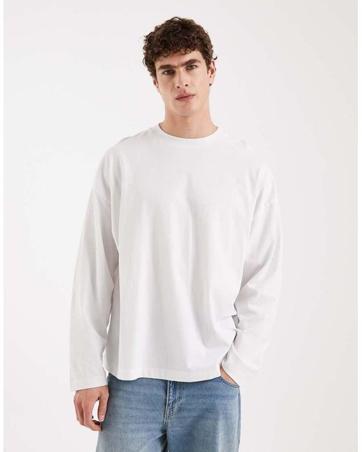 ASOS White Long Sleeve Oversized T-shirt With Blurred Flower Graphic for men