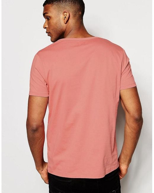 ASOS Pink T-shirt With Deep V Neck for men