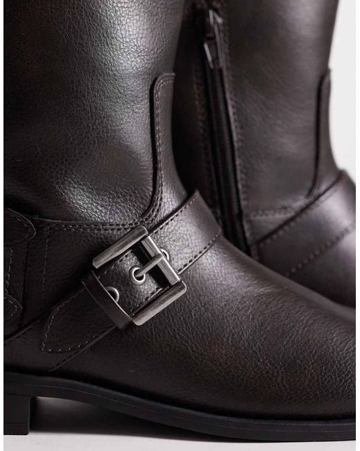 ASOS Black Asher Flat Biker Boots