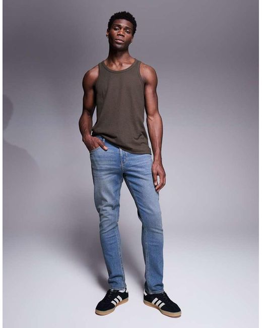 ASOS Blue Slim Fit Jeans With Tint for men