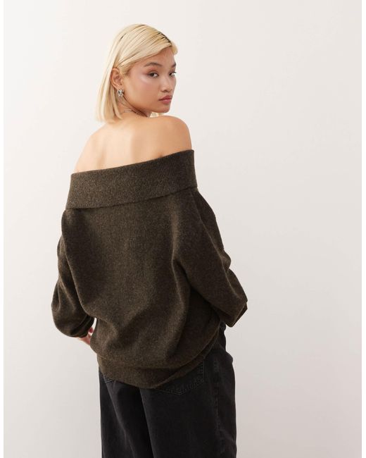 Weekday Black Slouchy Off Shoulder Bardot Jumper