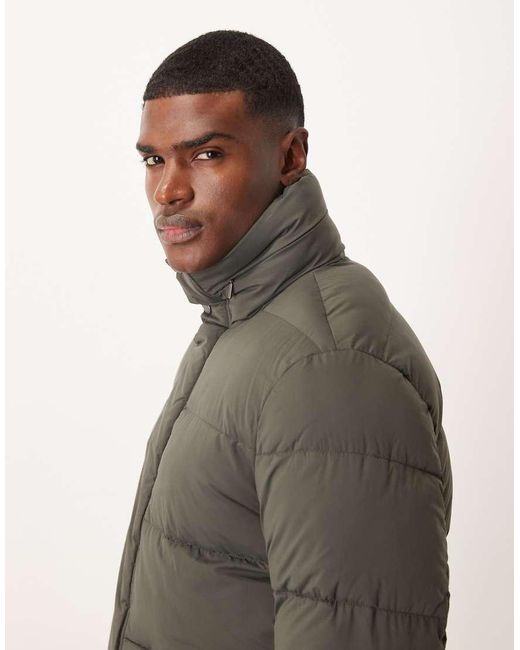 Mango Gray High Neck Water Repellent Puffer Jacket With Built for men