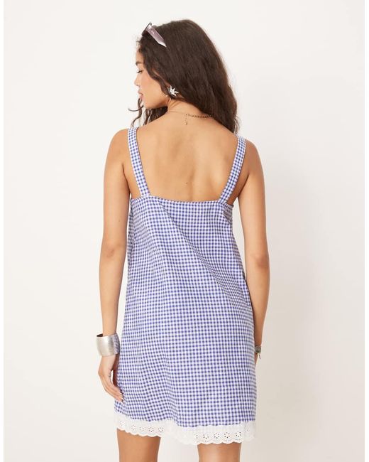 ASOS Purple Swing Mini Dress With Broderie Hem
