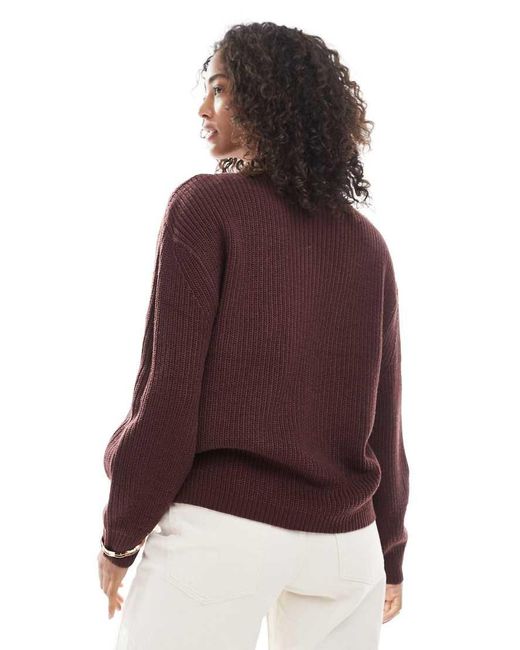 ONLY Purple Round Neck Rib Knit Sweater