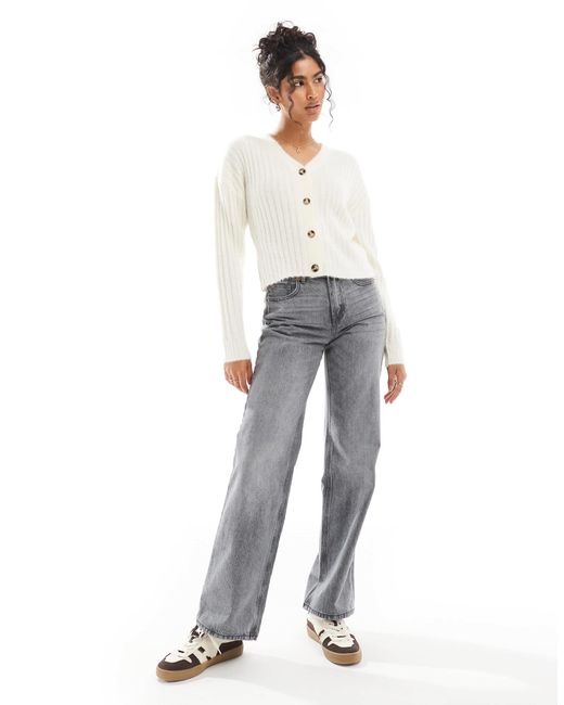 Wednesday's Girl White – flauschige, strukturierte strickjacke
