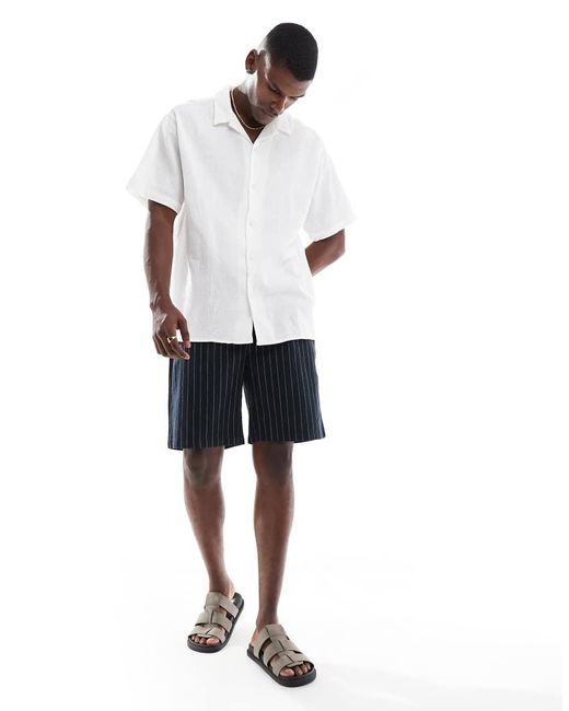 Camicia Bianca Testurizzata Con Colletto A Rever di Jack & Jones in White da Uomo