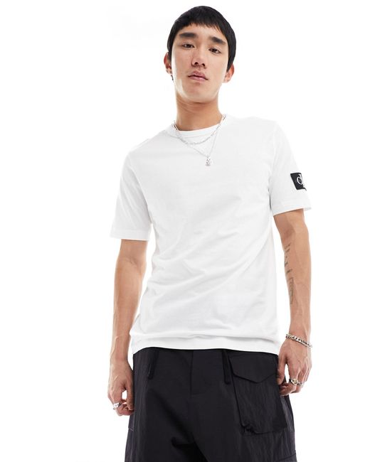 T-shirt vestibilità classica bianca con stemma di Calvin Klein in White da Uomo