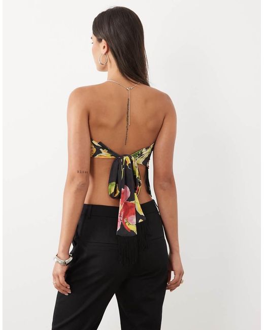 ASOS Black Fringed Scarf Top