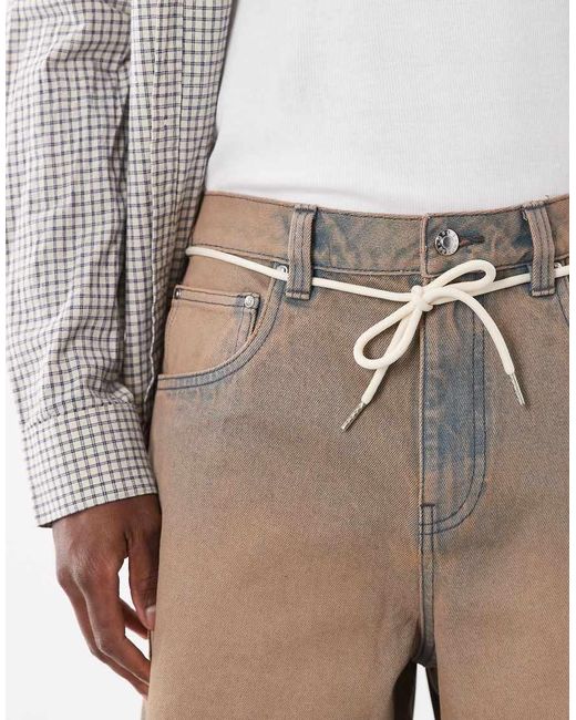ASOS Natural Loose Denim Jorts for men