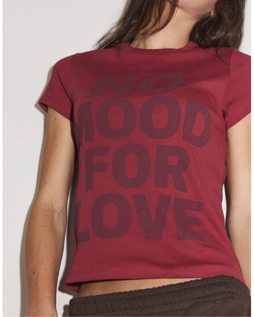 Stradivarius Red Printed Short Sleeve T-shirt