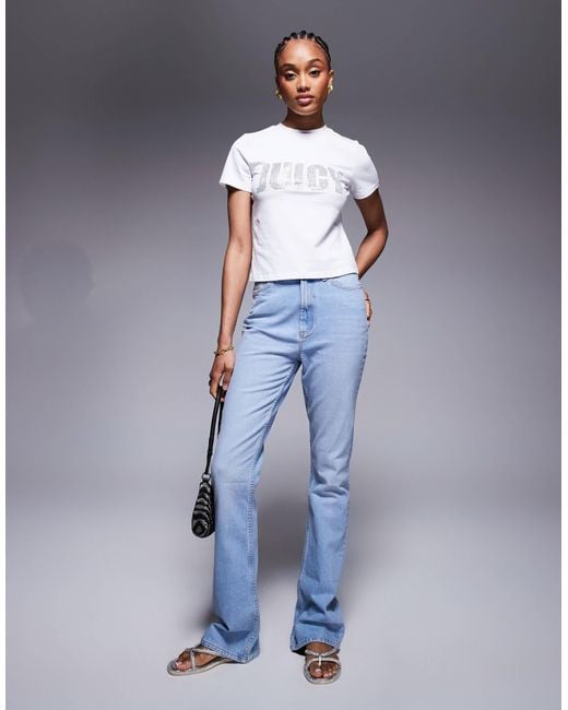 ASOS Blue Asos Design Tall Mid Rise Flare Jeans