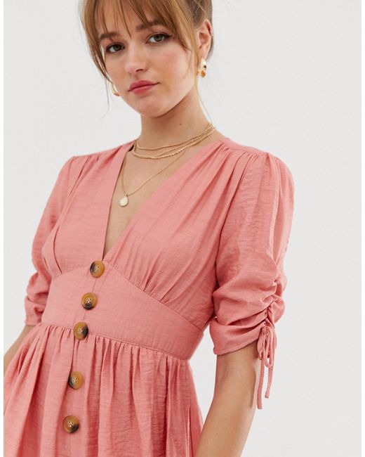button front midi tea dress