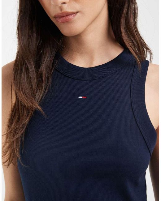 Tommy Hilfiger Blue Rib Poplin Tank Dress