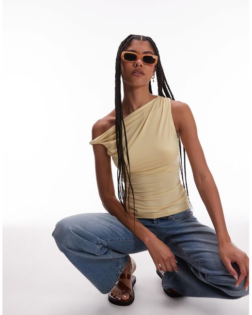 TOPSHOP Blue Twist One Shoulder Top