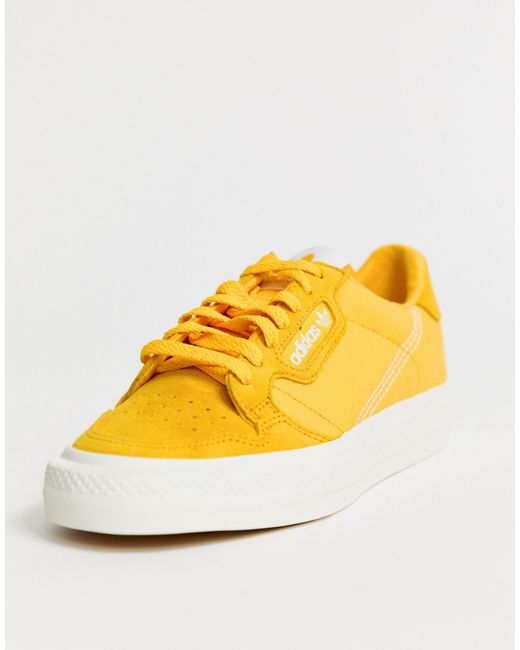 adidas originals continental 80 vulc trainers in mustard