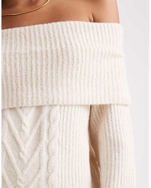 Jersey Con Escote Bardot De Punto De -Blanco ONLY de color Natural