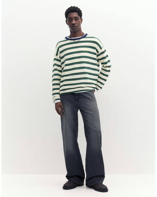 Pull&Bear – stwd – gestreifter pullover in Green für Herren