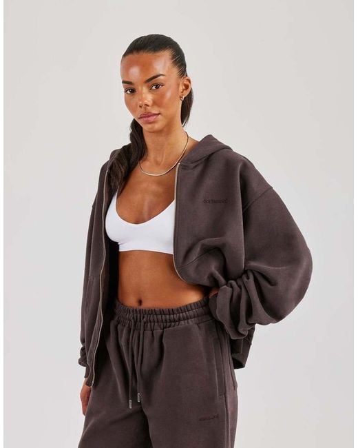 CERNUCCI Brown Oversized Zip Through Hoodie